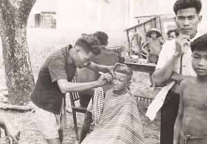 Mobile barber shop at Camau