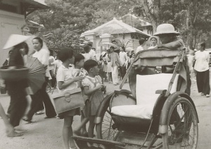 Students exiting the Lycee Calmette in Saigon